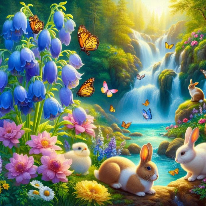 Waterfall and rabbits - themistoklis1 - Digital Art & AI, Animals ...