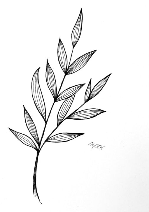 linework leaves - Melissa Christine - Paintings & Prints, Flowers ...