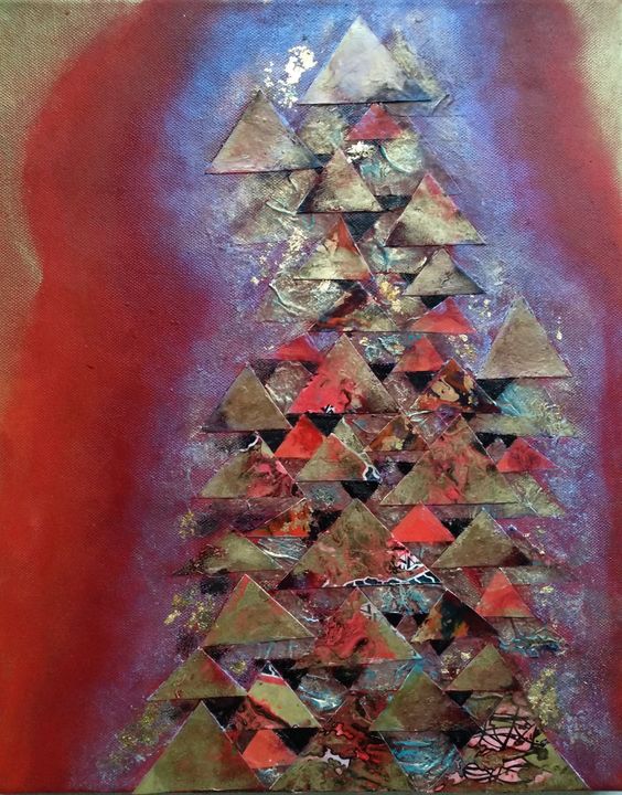Triangles on Red - LyndaRStevens - Paintings & Prints, Abstract ...