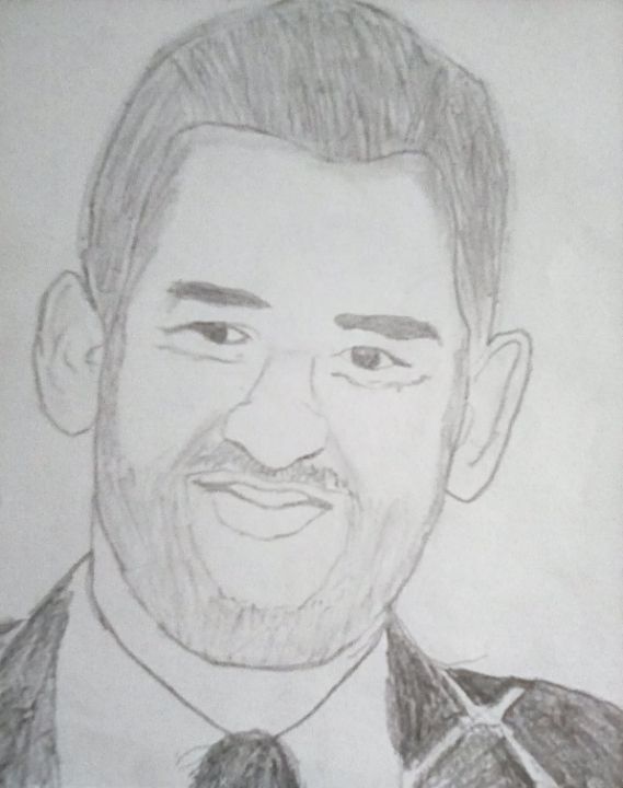 MS Dhoni The Legend Drawing by Muralidhar Suvarna | Saatchi Art