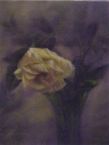 Yellow Rose in a Green Vase
