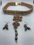 gold choker necklace and earrings