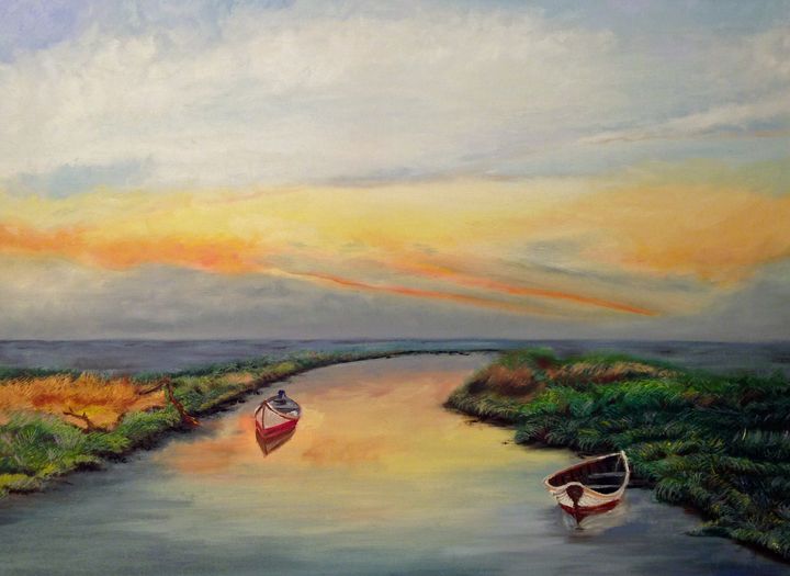 Boats in the Marsh - Kate Davoli