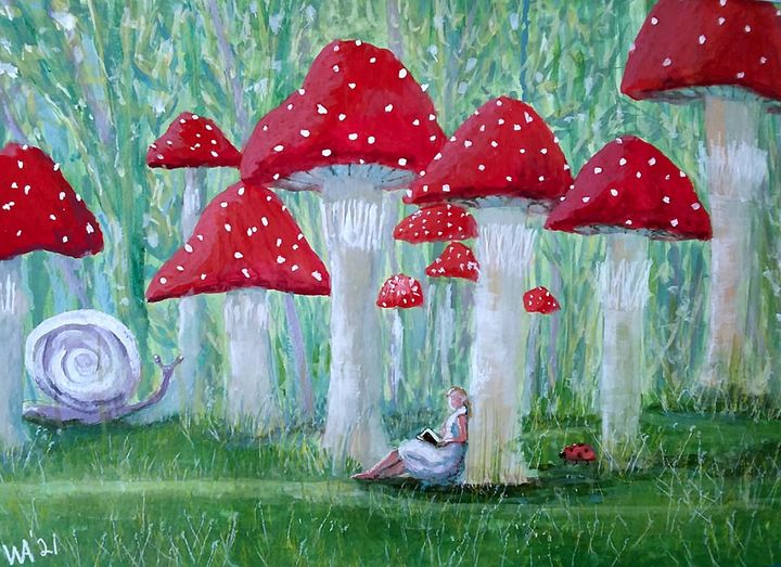 A Light in the mushroom Forest - W. R. Adams Fine Art