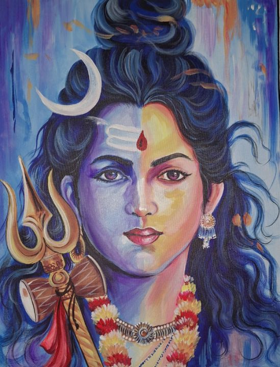 Shiva painting lord Shiva art work shreekrishnam Paintings Prints Religion Philosophy Astrology Hinduism ArtPal