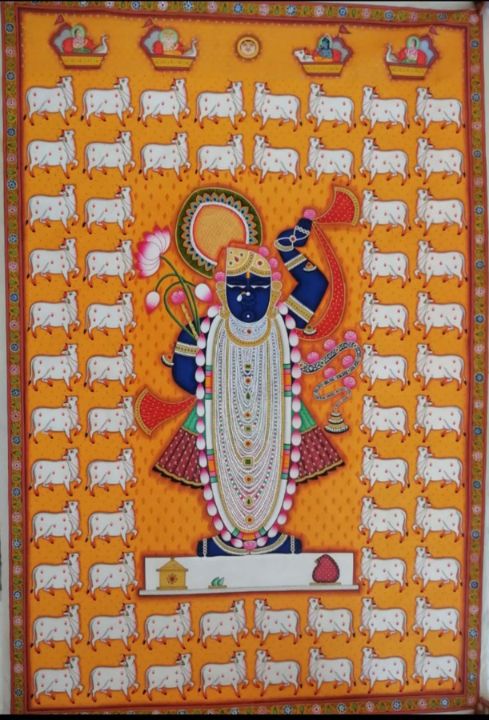 Shrinathji Pichwai Painting handpainted on cloth good beautiful decorative art work