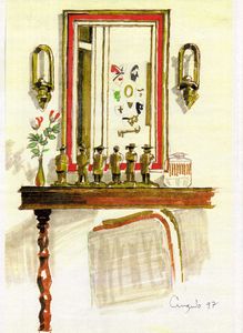 The mirror at the entrance table - Angulo