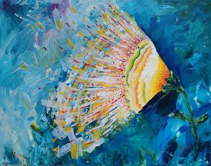 Sunset on lake - Veronika - Paintings & Prints, Landscapes
