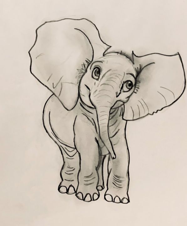 Baby Cartoon Elephant - Art Ōkami - Drawings & Illustration, Animals,  Birds, & Fish, Elephants - ArtPal