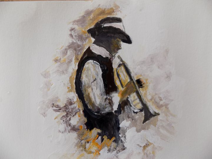 Jazz man acrylic watercolor paper. - Bert Scofield