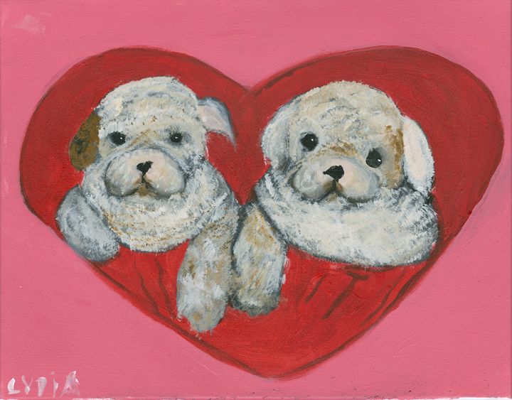 Puppy Love - Lydia's Art Gallery - Paintings & Prints, Animals, Birds ...