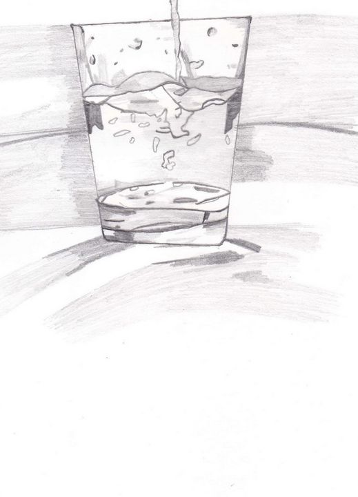 water pouring into glass drawing