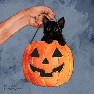 Kitten in the Pumpkin - Catwheezie's Print Gallery