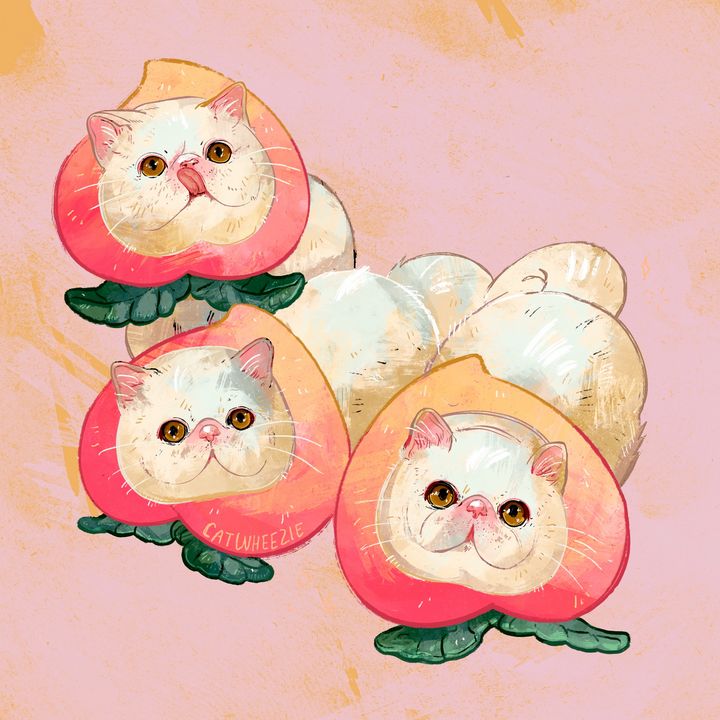 Peach Cats - Catwheezie's Print Gallery