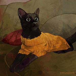 Wearing of the Yellow Sweater - Catwheezie's Print Gallery