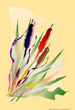 Cattails on Peach Right 5x7 in mat