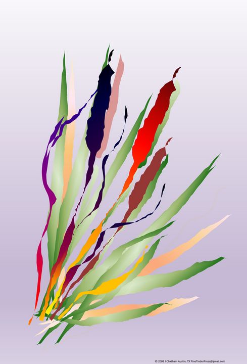 Cattails in Lavender by J Chatham - J Chatham  Pine Tinder Press