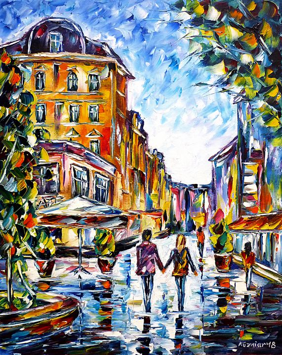 Learn to paint Pallet knife Abstract Rainy Day City Street Acrylic Painting  on Canvas 