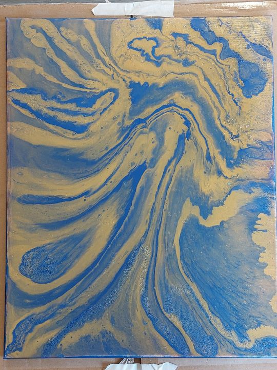Waves of Color 11x14 Original Acrylic Painting Stretched Canvas Rainbow  Colors 