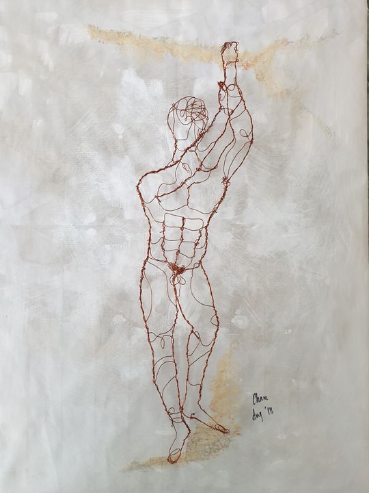 Dancing Man Wire Sculpture (Extaz) - Koosha Kamgar - Sculptures & Carvings,  People & Figures, Male Form, Nude & Semi-Nude - ArtPal