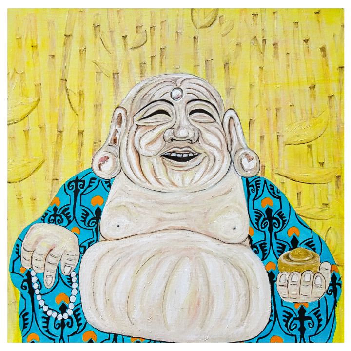 Silver Laughing Buddha Statue 4