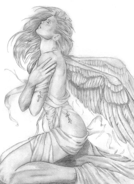 I mainly focused on this video how I draw /shade angel wings , with  graphite pencil , initially I had sketched a different style of wings  ,shorter and... | By Katerina ArtFacebook