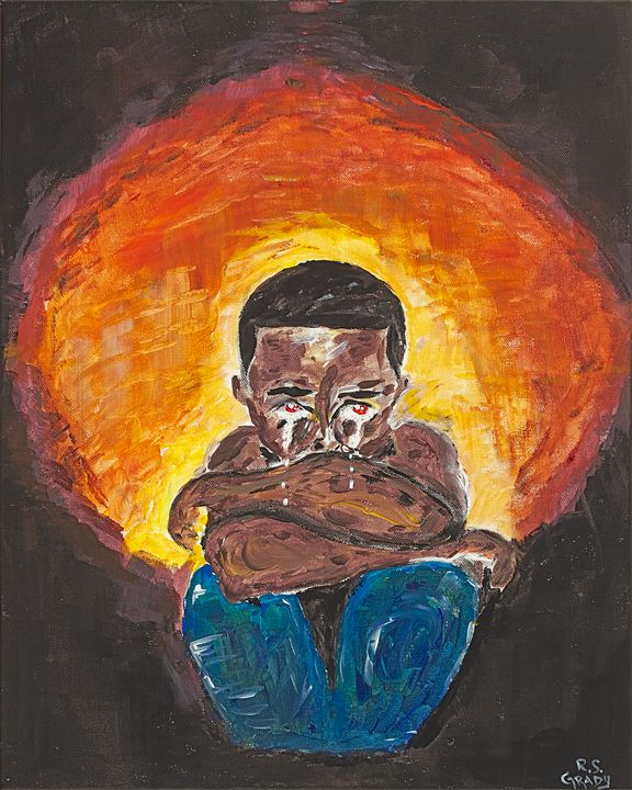 Boy Sad World Sad - Seven Vision by R.S. Grady - Paintings