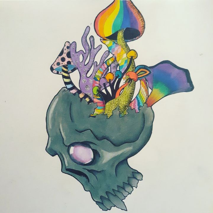 trippy skull drawings