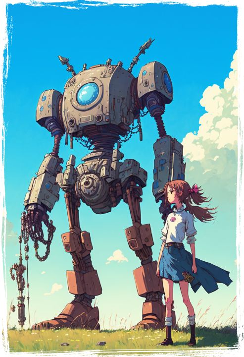 Girl and her ugly robot - Magnolion - Digital Art, Childrens Art ...