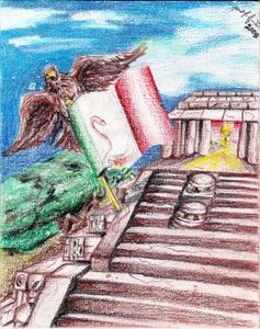 Mexico Flag n eagle w Aztec