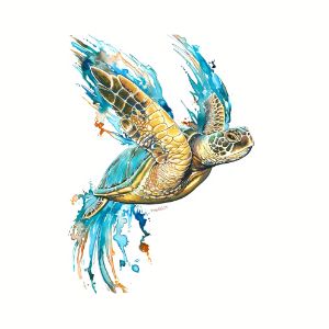 Sea turtle watercolor style digital