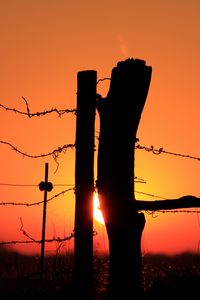 Kansas Fence Line Sunset Silhouette.