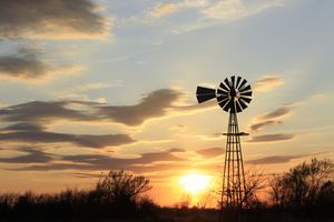 Kansas Windmill silhouette Sunset.