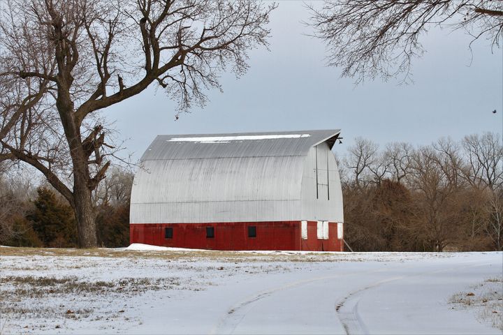 Kansas Red Barn in the Winter - Robert D Brozek