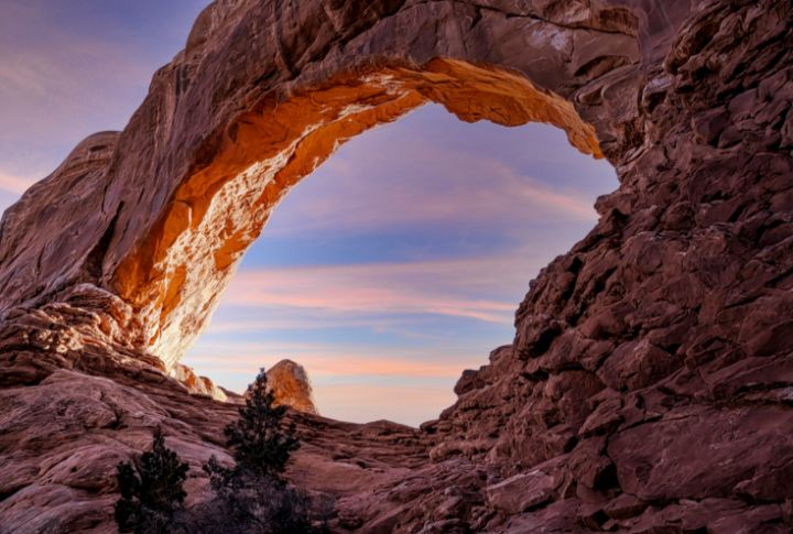 North Window Arch Sunset Glow - Brian Kerls Photography