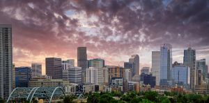 Downtown Denver Sunrise Panorama - Brian Kerls Photography