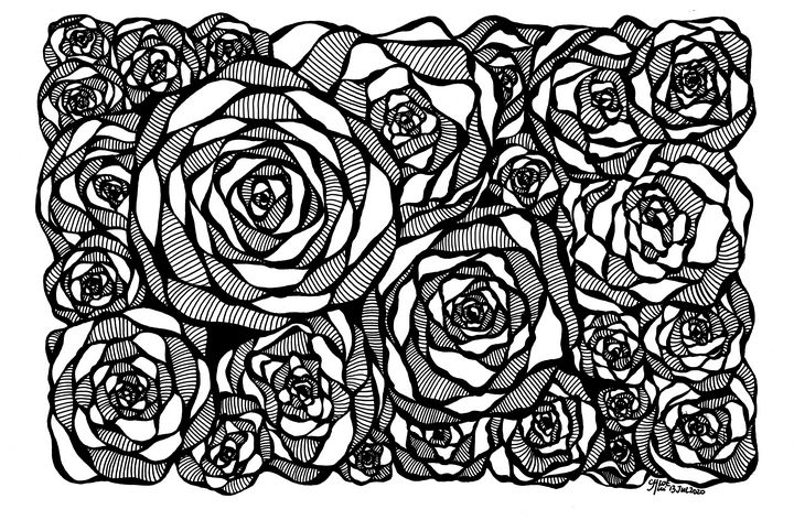 roses in lines and swirls chloarte drawings illustration flowers plants trees flowers flowers i z roses artpal artpal