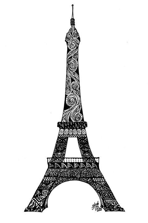 Eiffel Tower Zentangle - ChloARTe - Drawings & Illustration