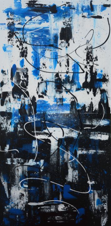 B&W Blue Abstract - Dena Marie Art