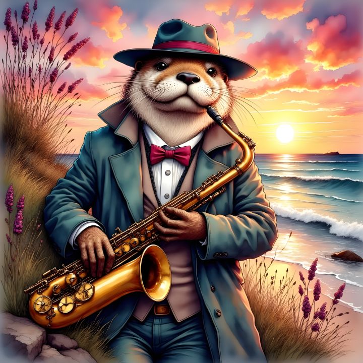 Sea Otter Sax Player - Paw's Arts - Digital Art & AI, Animals, Birds ...