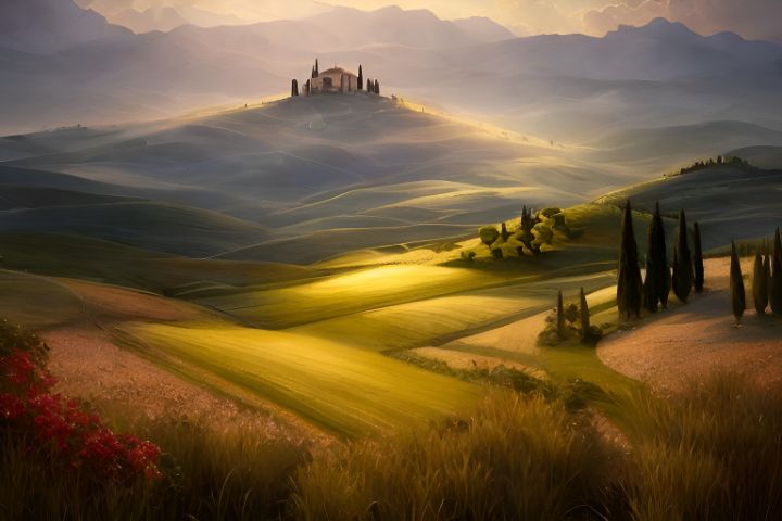 Tuscan landscape - Nicolette Vermeulen - Digital Art, Landscapes ...