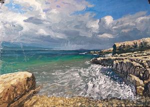 Kasiopi seaside overlooking Saranda - Corfu Paintings by Sefer