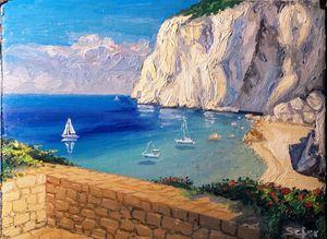 Erimitis beach Paxos Corfu - Corfu Paintings by Sefer