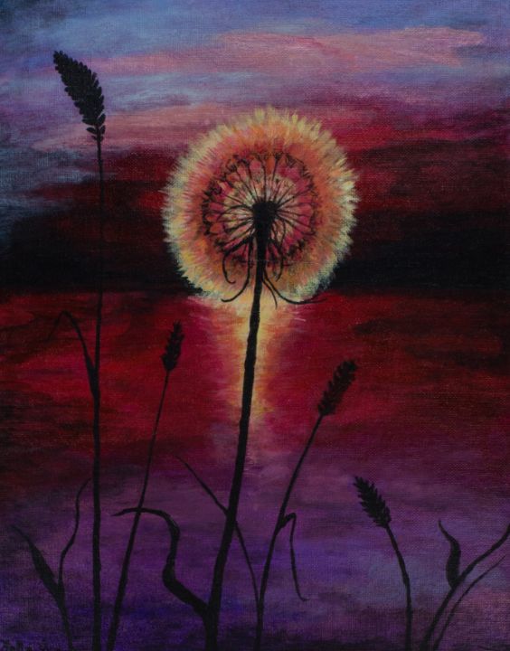 dandelion sunset painting