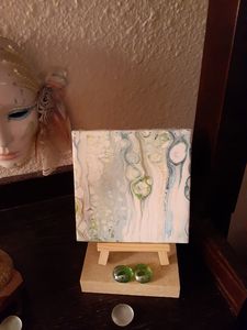 Painted ceramic tile w stand - Otherworldly art designs