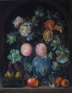 Flowers and fruits - Sergey Lesnikov art