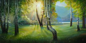 Light birch forest - Sergey Lesnikov art