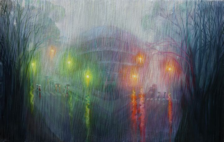 Driving rain - Sergey Lesnikov art