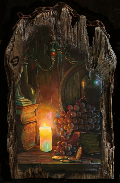 Candle in the cellar - Sergey Lesnikov art
