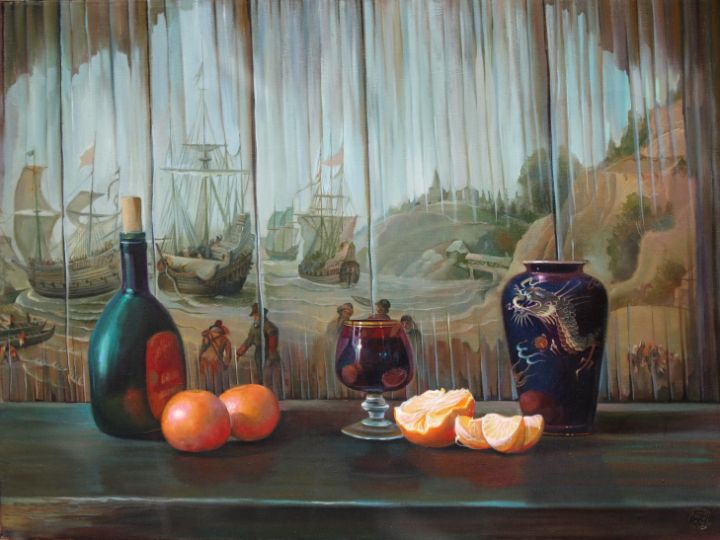 Tangerines and a dragon. - Sergey Lesnikov art